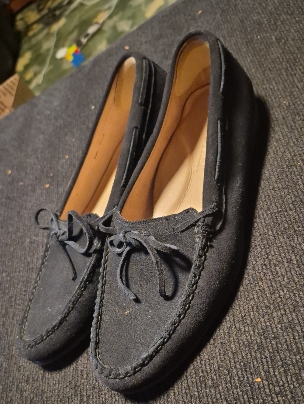 Men's Black Suede Slip-On Moccasin Loafers - Suede Tie Detail